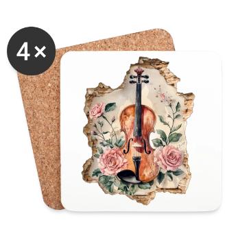 Violon Violon Vintage - Dessous de verre (lot de 4) - blanc - Devant