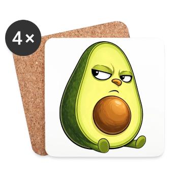 Coole Avocado mit Sonnenbrille skeptischer Blick - Untersetzer (4er-Set) - Weiß - Vorne