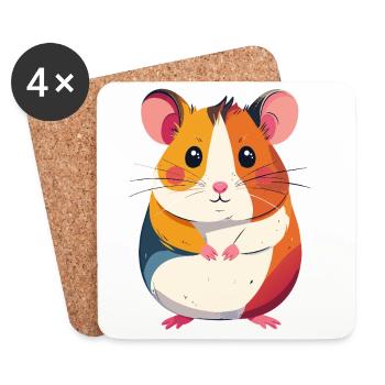 cute little colorful hamster patchwork motif - Coasters (set of 4) - white - Front