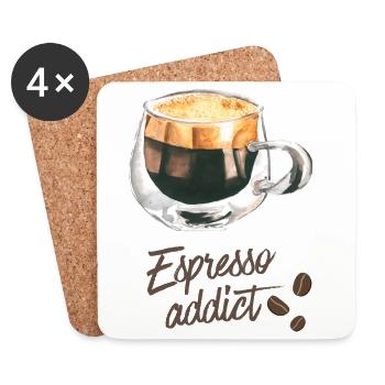 Espresso Addict - Watercolor Coffee Art - Coasters (set of 4) - white - Front