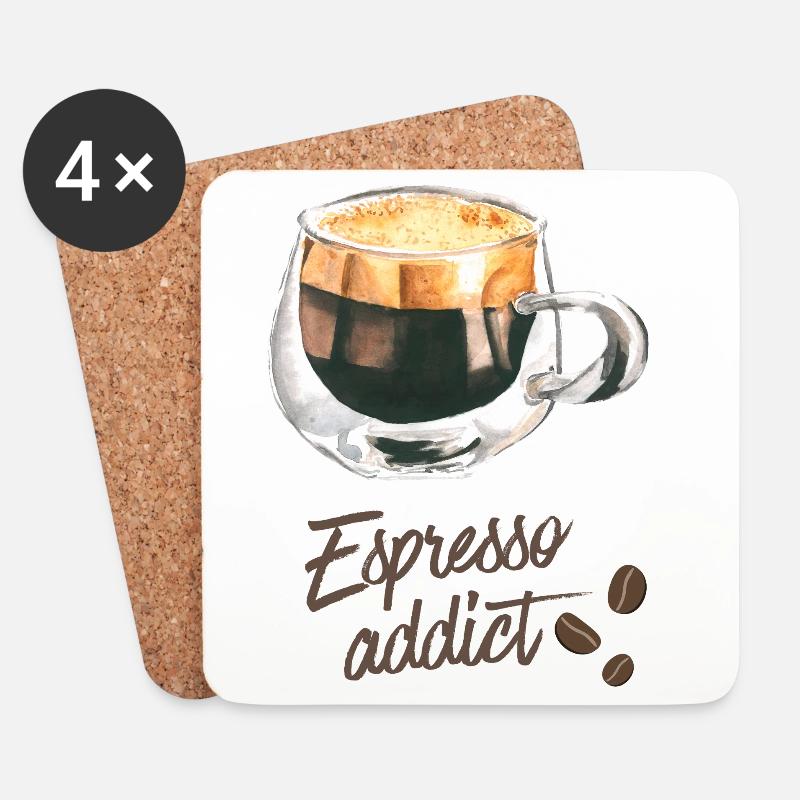Espresso-Süchtiger – Aquarell-Kaffeekunst - Untersetzer (4er-Set) - Weiß