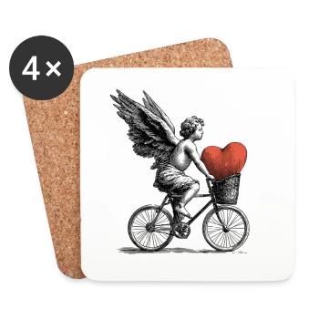 Ange du cœur à vélo - Dessous de verre (lot de 4) - blanc - Devant