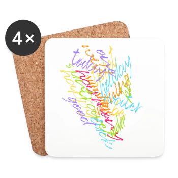 Image colorée du mot texan - Dessous de verre (lot de 4) - blanc - Devant