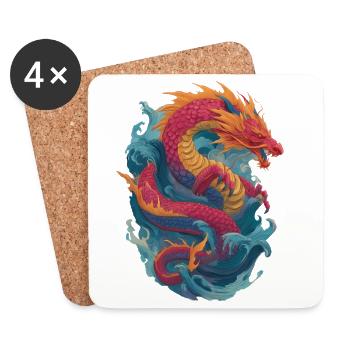 Dragon - Dessous de verre (lot de 4) - blanc - Devant