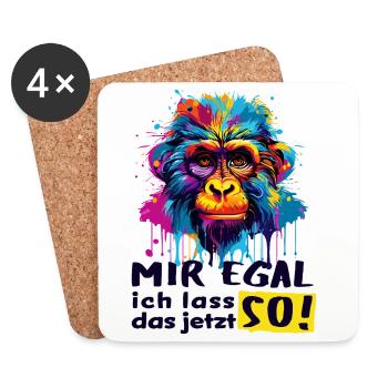 MIR EGAL - ich lass das jetzt SO! - lustiger Affe - Untersetzer (4er-Set) - Weiß - Vorne