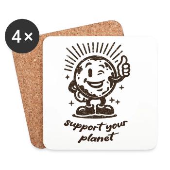 Soutenez votre motivation planète - Dessous de verre (lot de 4) - blanc - Devant