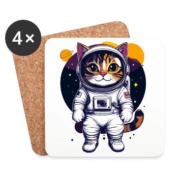 Coole Weltraumkatze Katzenastronaut Katzen Design - Untersetzer (4er-Set) - Weiß - Vorne