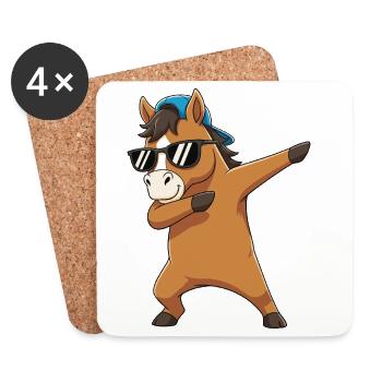 Dessin animé de lunettes de soleil de cheval à faire du dabing - Dessous de verre (lot de 4) - blanc - Devant