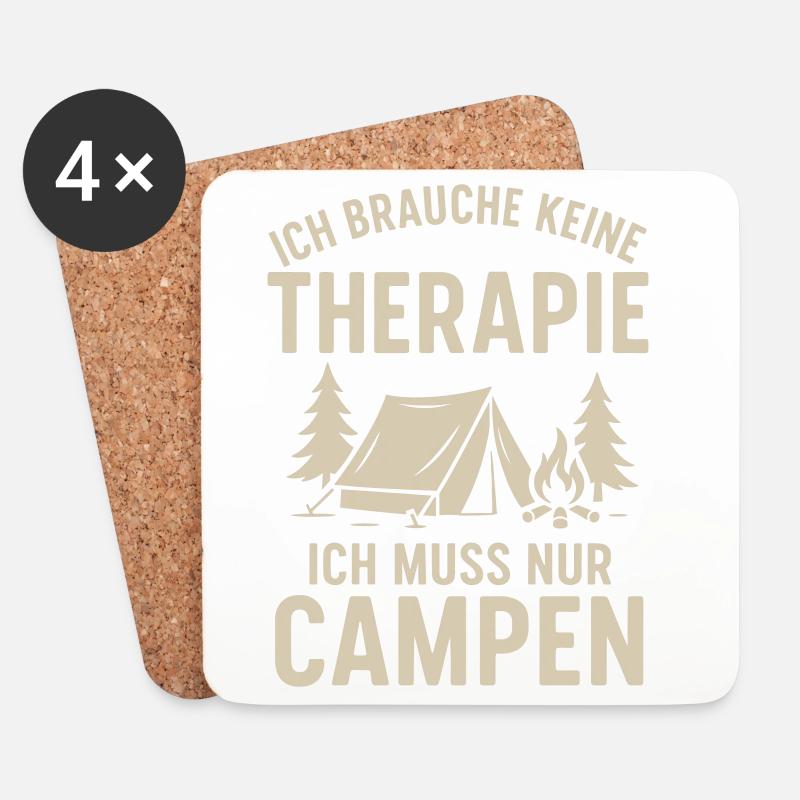 Ich brauche keine Therapie Camping - Untersetzer (4er-Set) - Weiß