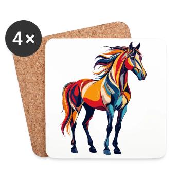 Color Explosion Colorful Horse Abstract Horse Motif - Coasters (set of 4) - white - Front