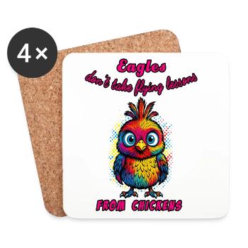 Aigles et Poules - Dessous de verre (lot de 4) - blanc - Devant