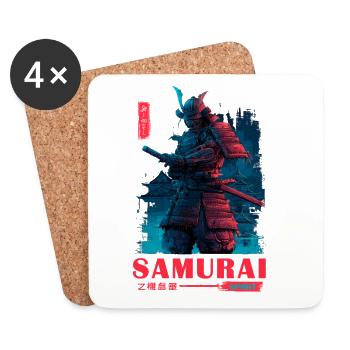 Neon Samurai Spirit - Coasters (set of 4) - white - Front