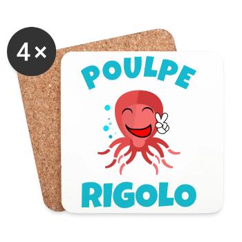 Poulpe Rigolo illustration cartoon - Dessous de verre (lot de 4) - blanc - Devant