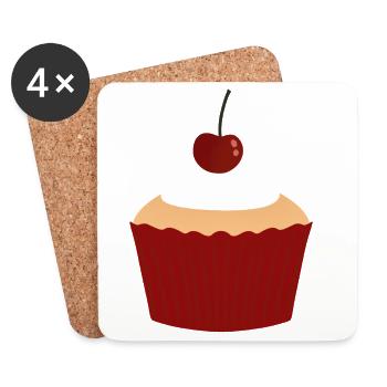 Charme Cupcake à la Crème Cerise - Dessous de verre (lot de 4) - blanc - Devant