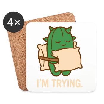 Prickly But Trying - Coasters (set of 4) - white - Front