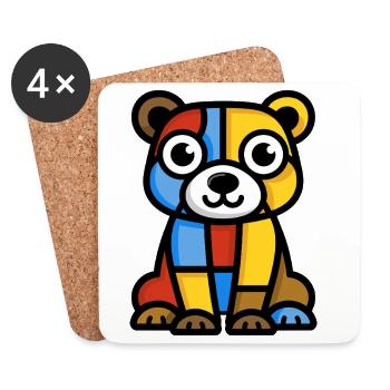 Image colorée et stylisée d’un ours - Dessous de verre (lot de 4) - blanc - Devant