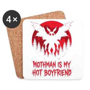Mothman Is My Hot Boyfriend Cryptid - Coasters (set of 4) - white - Front