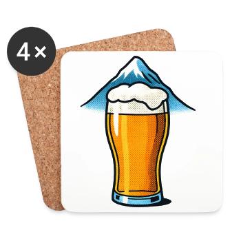 Beer glass in front of mountain peak - Coasters (set of 4) - white - Front