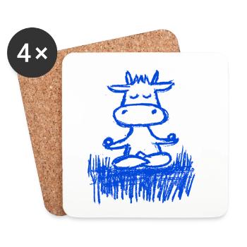 Zen cow in the meadow - Coasters (set of 4) - white - Front