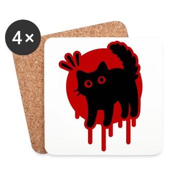 Kater Katze - Untersetzer (4er-Set) - Weiß - Vorne
