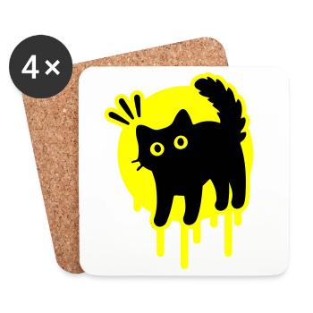 Kater Katze - Untersetzer (4er-Set) - Weiß - Vorne