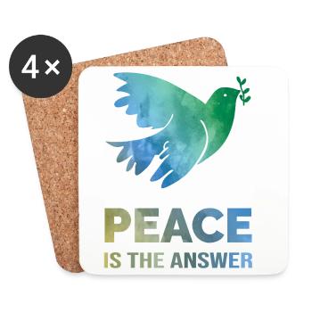 Peace Is The Answer – Aquarell Friedenstaube - Untersetzer (4er-Set) - Weiß - Vorne