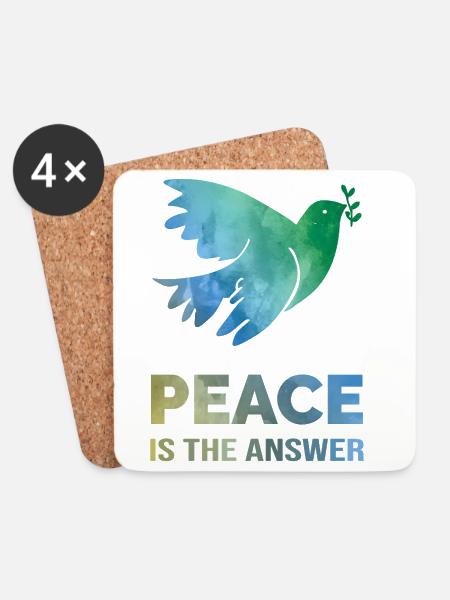 Peace Is The Answer – Aquarell Friedenstaube - Untersetzer (4er-Set) - Weiß