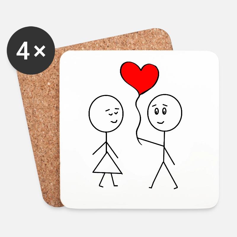 Valentinstag - Untersetzer (4er-Set) - Weiß