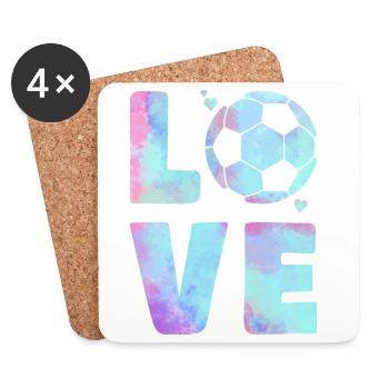Love Football T-Shirt – Sport & Heart Design - Coasters (set of 4) - white - Front