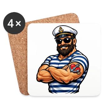 Seemann mit Tattoo - Untersetzer (4er-Set) - Weiß - Vorne