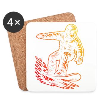 Un motif juste pour le snowboard - Dessous de verre (lot de 4) - blanc - Devant