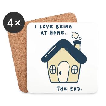 I love being at home – Introverted statement - Coasters (set of 4) - white - Front