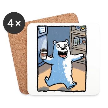 Coffee bear in the shop - Coasters (set of 4) - white - Front