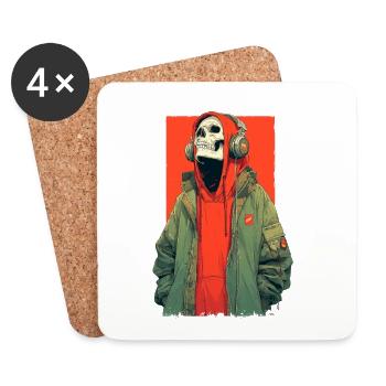 Head Skull Hoodie Streetwear - Coasters (set of 4) - white - Front