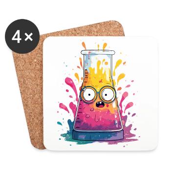 Buntes Reagenzglas Comic - Untersetzer (4er-Set) - Weiß - Vorne