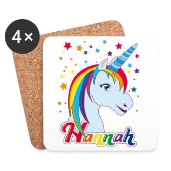 Hannah , Mädchenname, Lieblingsname - Untersetzer (4er-Set) - Weiß - Vorne