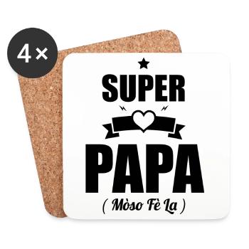 Super Papa Gift - Mòso Fè La T-shirt - Coasters (set of 4) - white - Front