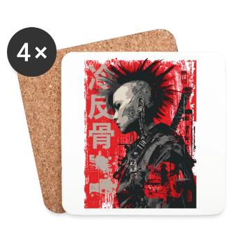 Punk Warrior – 冷反骨 Urban Art - Coasters (set of 4) - white - Front