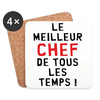 Le Meilleur Chef de tous les temps - Dessous de verre (lot de 4) - blanc - Devant