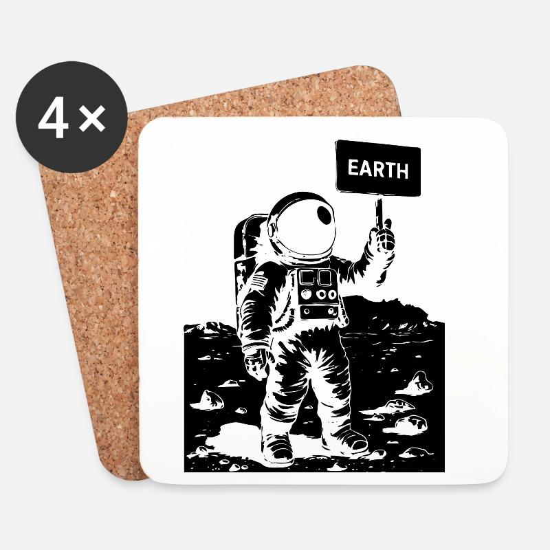 Astronaut on the moon holding a sign - Untersetzer (4er-Set) - Weiß