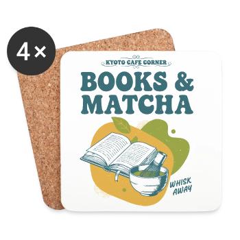Livres et matcha Kyoto Café Corner Emportez-vous - Dessous de verre (lot de 4) - blanc - Devant