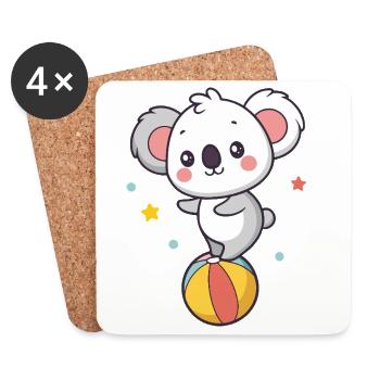 Cute Koala on Rainbow Balloon - Coasters (set of 4) - white - Front