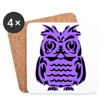 Purple Owl Silhouette - Coasters (set of 4) - white - Front