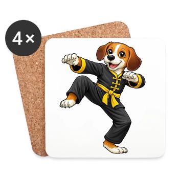 Beagle Dog Kung Fu Martial Arts Martial Arts traditio - Coasters (set of 4) - white - Front