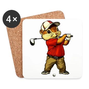 Streifenhörnchen Golf - Untersetzer (4er-Set) - Weiß - Vorne