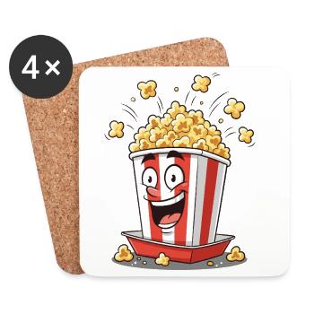 Popcorn Bucket Cartoon Fun - Coasters (set of 4) - white - Front