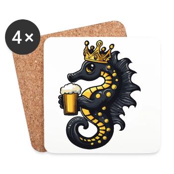 Seahorse Beer King - Coasters (set of 4) - white - Front