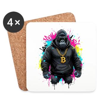 Gorilla crypto streetwear Bitcoin - Coasters (set of 4) - white - Front