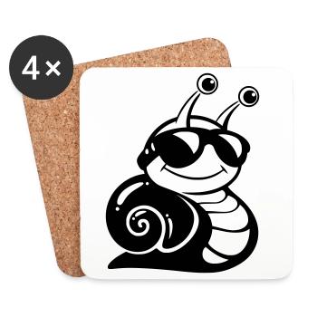 Cool snail with sunglasses - Coasters (set of 4) - white - Front
