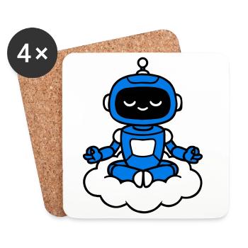 AI Human Fan Club Schwebender Roboter - Untersetzer (4er-Set) - Weiß - Vorne